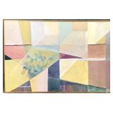 Large Vintage Abstract Geometric Painting, Signed