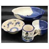 4pc Signed Art Pottery, Asst