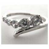 Sterling Silver Clear Stone Ring, Sz 5