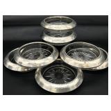 7 Frank M. Whiting Sterling Rim Glass Coasters