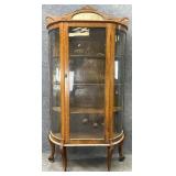 Antique Oak Bow Front Curio