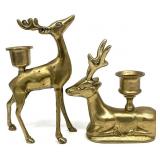 Pair Brass Deer Candlesticks