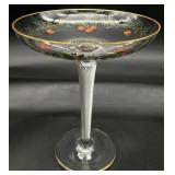 Moser Style Twisted Blown Glass Stem Compote