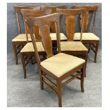 6 Antique Oak Frame Dining Chairs