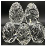 5pc Gorham Crystal Egg Paperweights