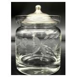 B-1 Sterling Silver Lidded Etched Glass Sugar Bowl