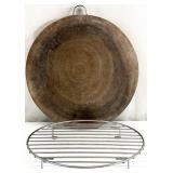 Handmade Round 15 " Cutting Board & Stand