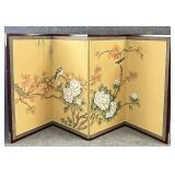 Vintage Hand Painted Asian Wall Screen