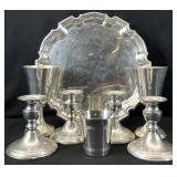 8 Kirk Stieff Pewter Tray, Candlesticks & More
