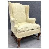 Formal Damask Upholstered Wingback Chair