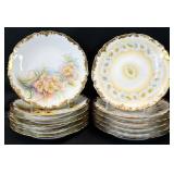 12pc T&V Limoges Hand Painted Porcelain Plates