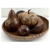 JSW 1985 Artisan Carved Wood Fruit & More