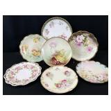 7pc Limoges Hand Painted Porcelain Plates & More