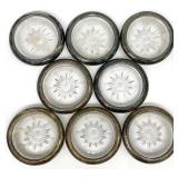 8pc Silver Plate Wrapped Glass Coasters
