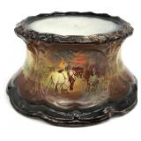 Antique Western Scene Pottery Pedestal Stand