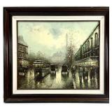 F. Jacques, Paris Street Scene Oil Painting