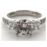 Sterling Silver Clear Stone Ring, Sz 5