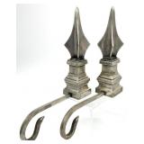 Pair Metal Finial Holiday Mantle Stocking Holders