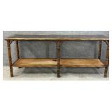 Glass Top Faux Bamboo Console Table