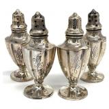 4pc Quality Sterling Silver Salt & Pepper Shakers