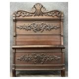 Antique Oak Full Size High Back Bed