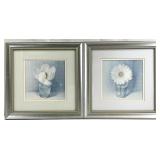 2 Daisy & Magnolia Framed & Matted Floral Art