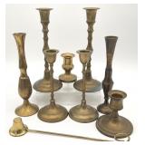 Vintage Asian Brass Candlesticks & More
