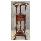 Antique Mahogany Barley Twist 2-Drawer Plant Stand