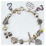 Italian Sterling Silver Charm Bracelet w/ Charms