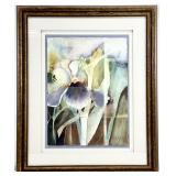 Signed Original Iris Floral Watercolor Painting