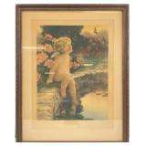 Antique Bessie Pease Gutmann Baby Angel Litho Art