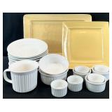 Pottery Barn Trays & Asst White Kitchen Bowls
