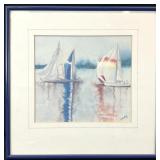 Signed Original Sailboat Watercolor Painting