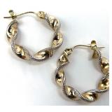14K Gold Twisted Hoop Earrings