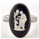 Sterling Silver Wedgwood Black Jasperware Ring