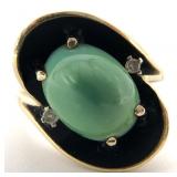 14K? 10K? Gold & Jadeite Ring, Sz 6