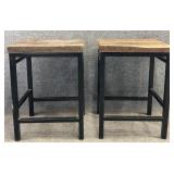 Pair Reclaimed Top Side Tables