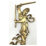 Japanese Warrior Figural Brass Wall Plaque