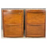 Pair Cherry Tone 2 Drawer File Cabinets