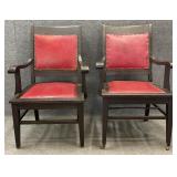 Pair Antique Oak Arm Chairs