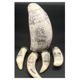 5 Faux Scrimshaw Teeth