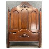 Antique Victorian Walnut High Back Bed