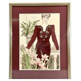 Signed Art Deco Style Watercolor Painting