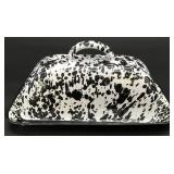 Black & White Enamel Covered Butter Dish