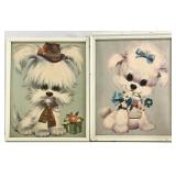 2 Vintage Shih Tzu Puppy Art Prints
