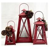 3 Decorative Metal Candle Lanterns