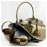 Vintage Brass Oil Lanterns, Log Basket & More