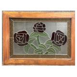 Rose Floral Stained Glass Panel