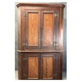19th Century Pegged Blind Door Corner Cupboard