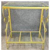 Metal Frame Glass Top Accent Table